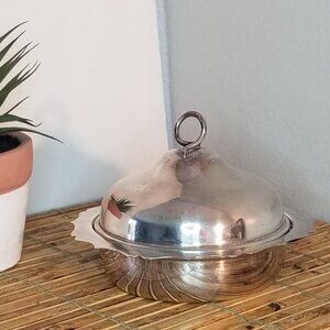 Vintage Silver Plate Small Covered Dish Three Pieces - 6" Round Martin Hall & Co